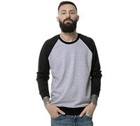 ROCK-IT Apparel Sweat-Shirt Homme Raglan 2 Tone Crewneck Sweater Pull très Confortable Tailles S - 5XL Regular Size H. Gris Noir XXL