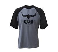 ROCK-IT Apparel T-shirt homme noir logo camouflage raglan manches courtes t-shirt col rond 100% coton tailles S-5XL couleur camouflage foncé, gris/noir, XXL