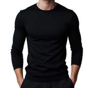 ROCK-IT Apparel T-Shirt Manches Longues Heavy Basic Premium col Rond pour Homme 100% Coton Tailles S-5XL Coupe Regular Noir M