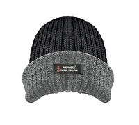 Rock Jock. Bonnet Ski Ski Thermique Hiver Isolé Doublé Thinsulate Homme Mens Côtelé Chunky Chaud (Gris Noir)