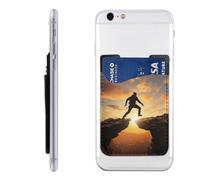Rock Jump Card Holder for Phone Case, PU Leather Auto-adhésif ID Credit Card Case, Suitable for the back of most Smartphones