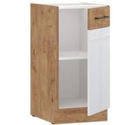 ROCK Meuble bas ROCK 40 cm – Mélaminé Chêne Lancelot et blanc brillant – 1 porte battante