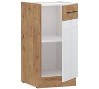 ROCK - Meuble haut - Mélaminé chêne Lancelot et Blanc brillant - 40 cm - 1 porte battante