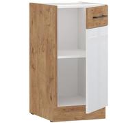 ROCK - Meuble haut - Mélaminé chene Lancelot et Blanc brillant - 40 cm - 1 porte battante