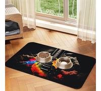 Rock Music Tapis d'alimentation absorbant en cuir synthétique pour chien et chat - Protège les sols - Dos en caoutchouc antidérapant - Facile à nettoyer - 40 x 60 cm