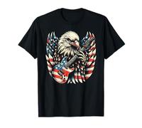 Rock 'n' Roll Eagle Patriotic Guitar Emblem T-Shirt