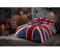 Rock N Roll Funky Union Jack Britannique Royaume-Uni Bleu Rouge Blanc Double Housse de Couette Ensemble De Literie, Bleu
