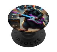 Rock n Roll Gutter Rat Guitariste PopSockets PopGrip Adhésif