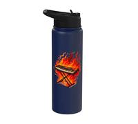 Rock n' Roll Music Flames Clavier Stainless Steel Insulated Water Bottle