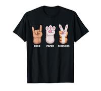 Rock N Roll Rock Ciseaux en Papier Motif Patte de Chat T-Shirt