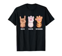 Rock N Roll Rock Paper Ciseaux à Main Motif Chat T-Shirt