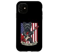 Rock N Roll Yorkie Dog Playing Guitar USA Flag Puppy Coque pour iPhone 11