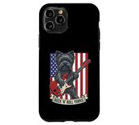 Rock N Roll Yorkie Dog Playing Guitar USA Flag Puppy Coque pour iPhone 11 Pro