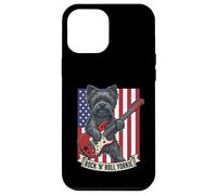 Rock N Roll Yorkie Dog Playing Guitar USA Flag Puppy Coque pour iPhone 12 Pro Max