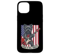 Rock N Roll Yorkie Dog Playing Guitar USA Flag Puppy Coque pour iPhone 15 Plus