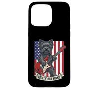Rock N Roll Yorkie Dog Playing Guitar USA Flag Puppy Coque pour iPhone 15 Pro Max