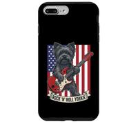Rock N Roll Yorkie Dog Playing Guitar USA Flag Puppy Coque pour iPhone 7 Plus/8 Plus