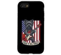 Rock N Roll Yorkie Dog Playing Guitar USA Flag Puppy Coque pour iPhone SE (2020) / 7/8