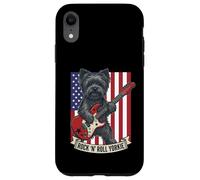 Rock N Roll Yorkie Dog Playing Guitar USA Flag Puppy Coque pour iPhone XR