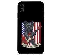 Rock N Roll Yorkie Dog Playing Guitar USA Flag Puppy Coque pour iPhone XS Max