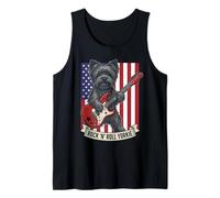 Rock N Roll Yorkie Dog Playing Guitar USA Flag Puppy Débardeur