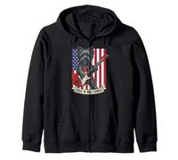 Rock N Roll Yorkie Dog Playing Guitar USA Flag Puppy Sweat à Capuche