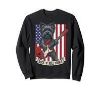 Rock N Roll Yorkie Dog Playing Guitar USA Flag Puppy Sweatshirt