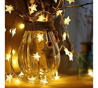 Rock Ninja Guirlande lumineuse de Étoile,6M 40 Pcs LED à piles fairy lights, Monochrom à deux modes et décoration brillante foudre pour,Noël Chambre Chambre intérieure et extérieure (blanc chaud)