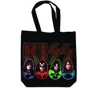 Rock Off Kiss Coton Sac fourre-Tout : Visages et Logo (avec Fermeture Éclair sur Le Dessus)