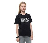 Rock Off Marilyn Manson Kids T Shirt Classic Logo Nouveau Officiel Noir Ages 5-14 yrs Size l