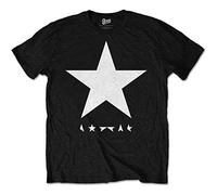 Rock Off officially licensed products David Bowie Blackstar (White Star on Black) Officiel T-Shirt Hommes Unisexe (Small)