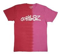 Rock Off officially licensed products Gorillaz T Shirt Two Tone Brush Band Logo Nouveau Officiel Unisex Dye Wash Rouge Size XL