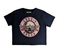 Rock Off officially licensed products Guns N' Roses Crop Top T Shirt Classic Band Logo Nouveau Officiel Femme Navy Size L