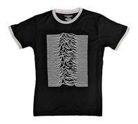 Rock Off Officially Licensed Products Joy Division Unisex Ringer T-Shirt: Unknown Pleasures (Noir) (Back Print) Size M