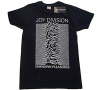 Rock Off officially licensed products Joy Division Unisex T-Shirt: Unknown Pleasures Blanc on Noir (Noir) Size XL