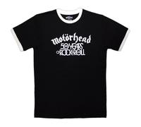 Rock Off officially Licensed Products Motorhead 50 Years Text Lock Up Ringer T Shirt Size XL