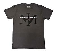 Rock Off officially licensed products Nine inch Nails T Shirt Icon and Band Logo Nouveau Officiel Unisex Charcoal Gris Size S