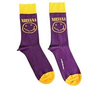 Rock Off officially licensed products Nirvana Ankle Chaussettes Jaune Smile Nouveau Officiel Homme Purple (Uk Size 7 - Size UK Size 7-11