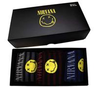 Rock Off officially licensed products Nirvana Grunge Smile Stripes Ankle Chaussettes Boxed Set Size UK Size 7-11