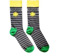 Rock Off officially licensed products Nirvana Grunge Smile Stripes Ankle Chaussettes Size UK Size 7-11