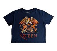 Rock Off officially licensed products Queen Crop Top T Shirt Classic Crest Band Logo Nouveau Officiel Femme Denim Size XL