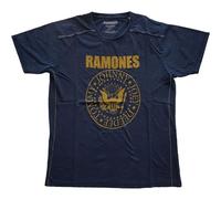 Rock Off officially licensed products Ramones T Shirt Presidential Seal Band Logo Officiel Unisex Dye Wash Navy Bleu Size XXL