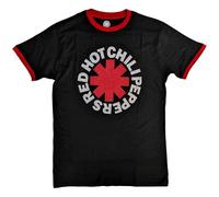 Rock Off officially licensed products Red Hot Chili Peppers Ringer T Shirt Classic Asterisk Nouveau Officiel Unisex Size S
