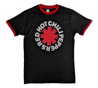 Rock Off officially licensed products Red Hot Chili Peppers Ringer T Shirt Classic Asterisk Nouveau Officiel Unisex Size L