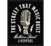 Rock Off - Patch "Mathew St Mic Street That Music Built" - Polyester RO10941 (Taille unique) (Noir/Blanc)