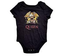 Rock Off Queen Grenouillères Classic Crest Band Logo Nouveau Officiel Noir 0 To 24 Size X-Small (0-3 months)