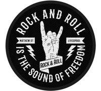 Rock Off - Taille standard - Patch "Mathew St R&R Horns" - Polyester RO10939 (Taille unique) (Noir/Blanc)