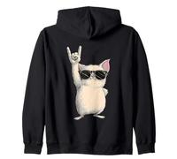 Rock on Cat avec Lunettes de Soleil Attitude Sweat à Capuche