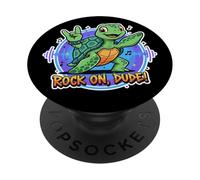 Rock on Dude Tortue Mignonne et Amusante PopSockets PopGrip Adhésif