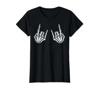 Rock on Rock Star Squelette Mains T-Shirt Graphique avec Valeur, Femme, Noir, S